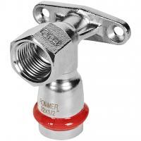 Угольник ROMMER настенный с креплением-ВР, 18х1/2, из нержавеющей стали прессовой