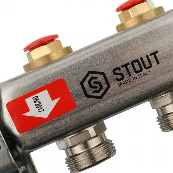 Коллектор Stout из нержавеющей стали без расходомеров 2 вых.