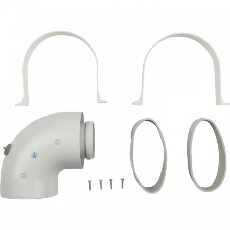 Элемент дымохода Stout DN60/100 адаптер для котла угловой 90° коаксиальный (совместимый с Baxi,Viessmann)