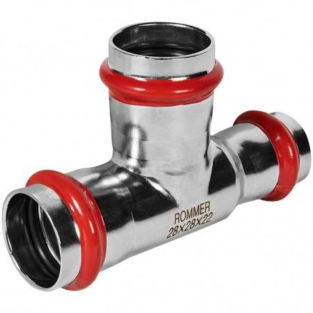 Тройник переходной ROMMER 28х28х22 из нержавеющей стали прессовой