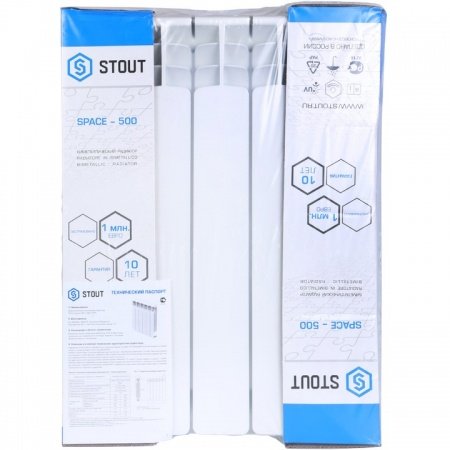 Биметаллический радиатор Stout Space 500 5 секций нижнее правое подключение