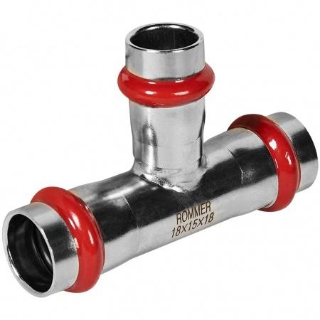 Тройник переходной ROMMER 18х15х18 из нержавеющей стали прессовой