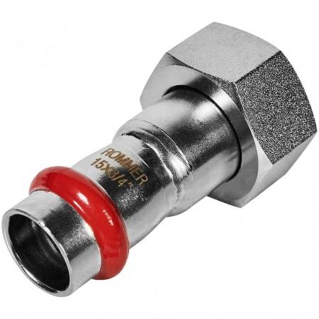 Переходник ROMMER с накидной гайкой-ВР 15х3/4 из нержавеющей стали прессовой