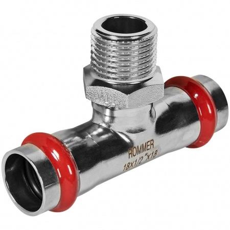 Тройник-переходник-НР ROMMER 18х1/2 из нержавеющей стали прессовой