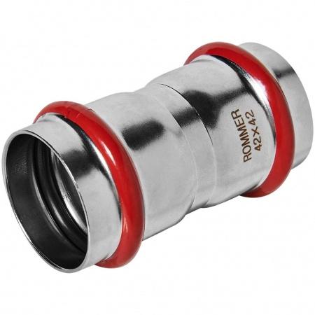 Муфта ROMMER равнопроходная, 42, из нержавеющей стали прессовой