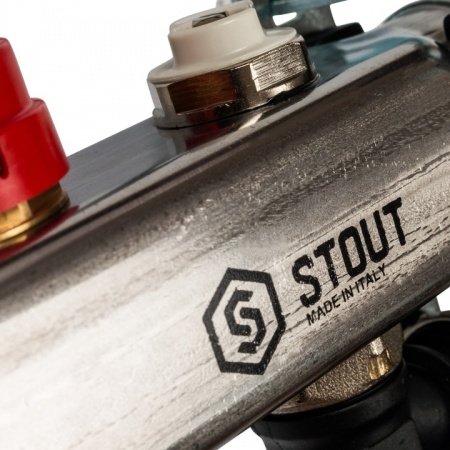 Коллектор Stout из нержавеющей стали с расходомерами, с клапаном вып. воздуха и сливом 2 вых.