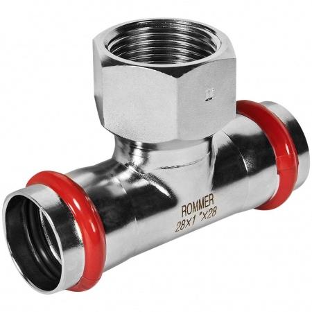Тройник-переходник-ВР ROMMER 28х1 из нержавеющей стали прессовой