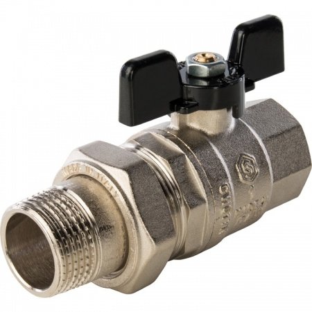 Кран шаровой полнопроходной, Stout ВР/НР 1", с американкой (ручка бабочка)