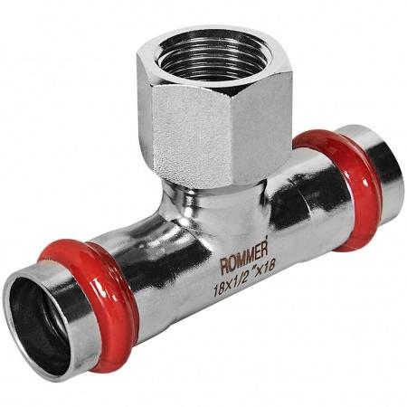 Тройник-переходник-ВР ROMMER 18х1/2 из нержавеющей стали прессовой
