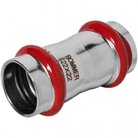 Муфта ROMMER равнопроходная, 22, из нержавеющей стали прессовой