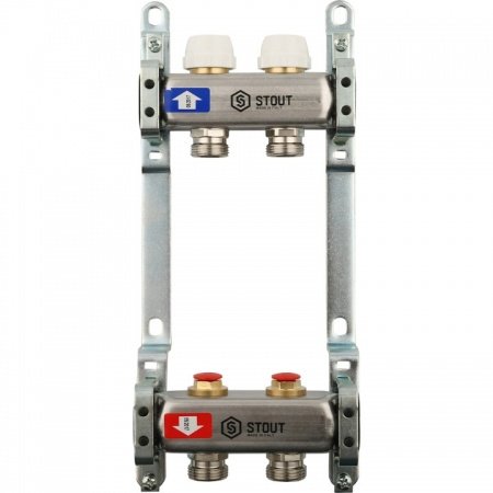 Коллектор Stout из нержавеющей стали без расходомеров 2 вых.