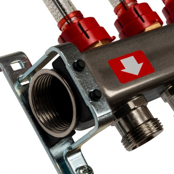 Коллектор Stout из нержавеющей стали с расходомерами, с клапаном вып. воздуха и сливом 4 вых.