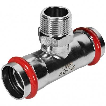 Тройник-переходник-НР ROMMER 28х3/4 из нержавеющей стали прессовой
