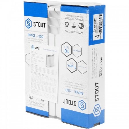 Биметаллический радиатор Stout Space 350 4 секций боковое подключение