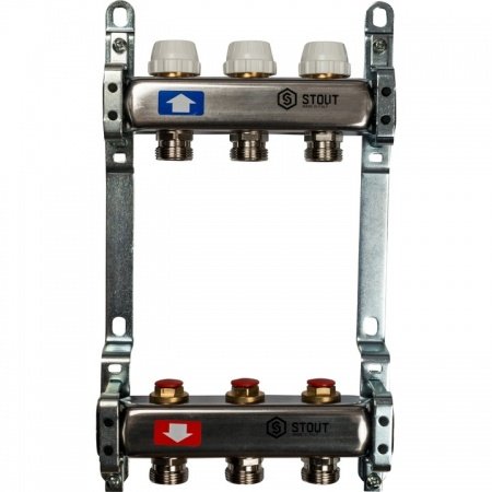 Коллектор Stout из нержавеющей стали без расходомеров 3 вых.