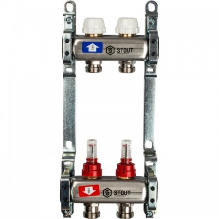 Коллектор Stout из нержавеющей стали с расходомерами 2 вых.