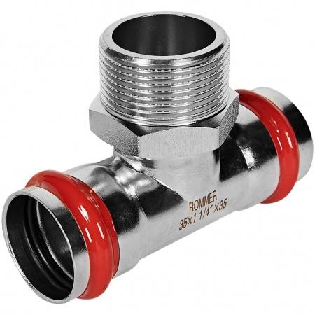 Тройник-переходник-НР ROMMER 35х1 1/4 из нержавеющей стали прессовой