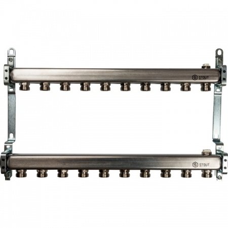 Коллектор Stout из нержавеющей стали для радиаторной разводки 10 вых.