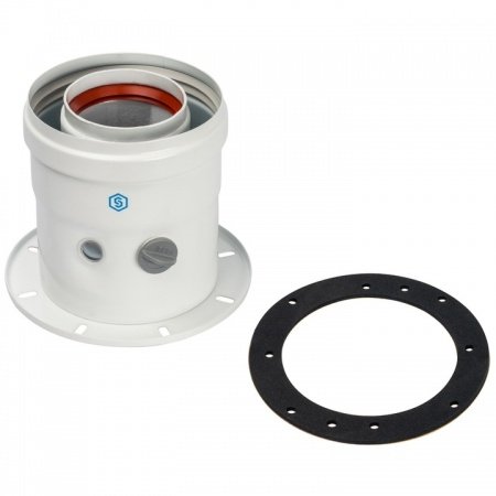 Элемент дымохода Stout DN60/100 адаптер для котла вертикальный коаксиальный (совместимый с Bosch, Buderus)(с логотипом)