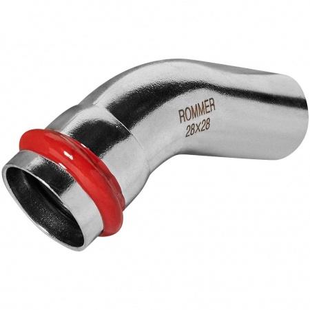 Угольник ROMMER однораструбный 45°-НПр, 28, из нержавеющей стали прессовой