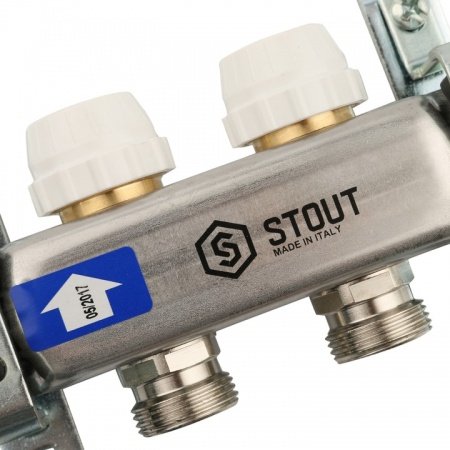 Коллектор Stout из нержавеющей стали без расходомеров 2 вых.