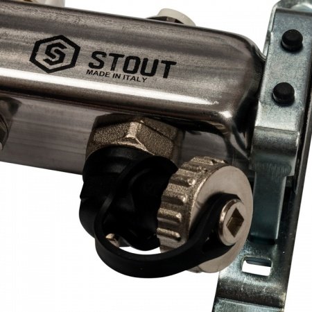 Коллектор Stout из нержавеющей стали с расходомерами, с клапаном вып. воздуха и сливом 4 вых.