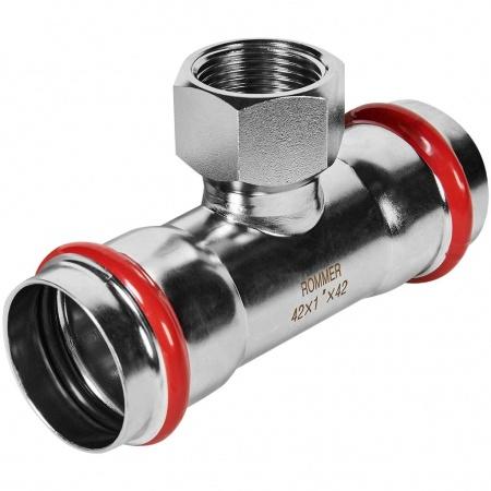 Тройник-переходник-ВР ROMMER 42х1 из нержавеющей стали прессовой