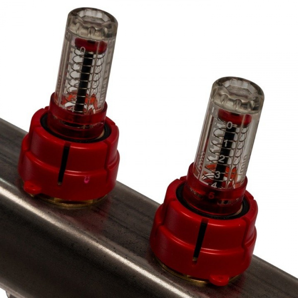 Коллектор Stout из нержавеющей стали с расходомерами, с клапаном вып. воздуха и сливом 4 вых.