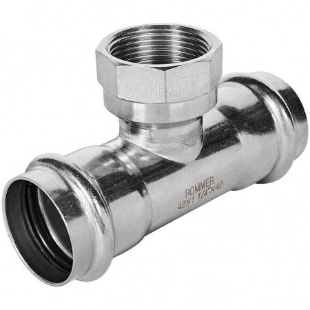 Тройник-переходник-ВР ROMMER 42х1 1/4 из нержавеющей стали прессовой
