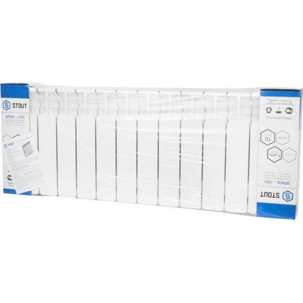 Биметаллический радиатор Stout Space 350 14 секций боковое подключение