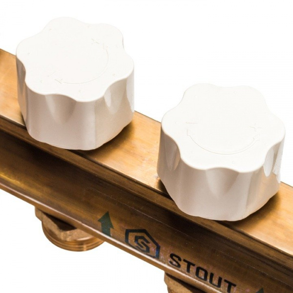 Коллектор Stout распределительный из латуни с расходомерами 9 вых.