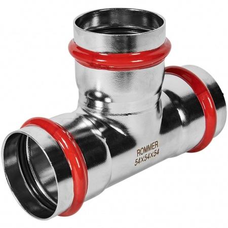 Тройник ROMMER равнопроходной 54 из нержавеющей стали прессовой