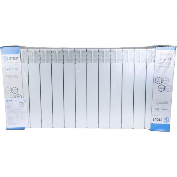 Биметаллический радиатор Stout Space 500 11 секций нижнее правое подключение