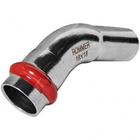 Угольник ROMMER однораструбный 45°-НПр, 18, из нержавеющей стали прессовой