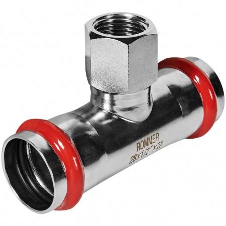 Тройник-переходник-ВР ROMMER 28х1/2 из нержавеющей стали прессовой