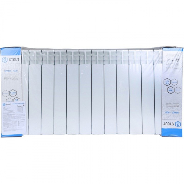 Биметаллический радиатор Stout Space 500 14 секций нижнее правое подключение