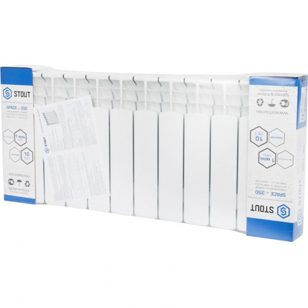 Биметаллический радиатор Stout Space 350 12 секций боковое подключение