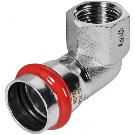 Угольник ROMMER-переходник-ВР, 22х1/2, из нержавеющей стали прессовой