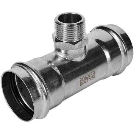 Тройник-переходник-НР ROMMER 54х1 из нержавеющей стали прессовой