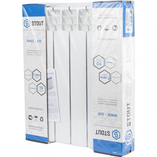 Биметаллический радиатор Stout Space 500 11 секций боковое подключение