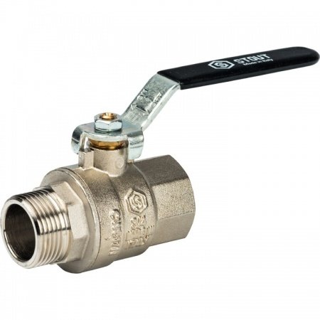 Кран шаровой полнопроходной, Stout ВР/НР 3/4" (ручка рычаг)