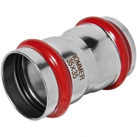 Муфта ROMMER равнопроходная, 35, из нержавеющей стали прессовой