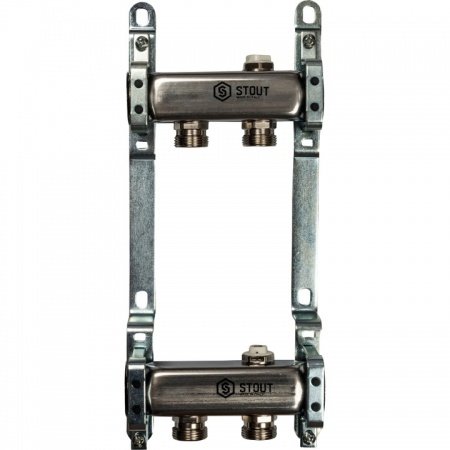 Коллектор Stout из нержавеющей стали для радиаторной разводки 2 вых.