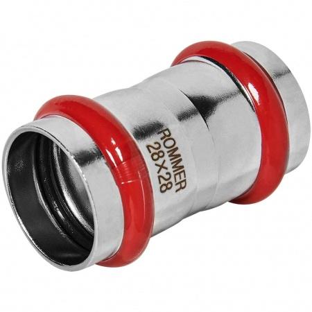 Муфта ROMMER равнопроходная, 28, из нержавеющей стали прессовой