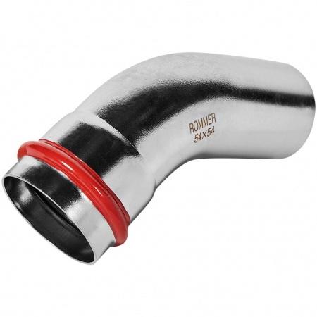 Угольник ROMMER однораструбный 45°-НПр, 54, из нержавеющей стали прессовой