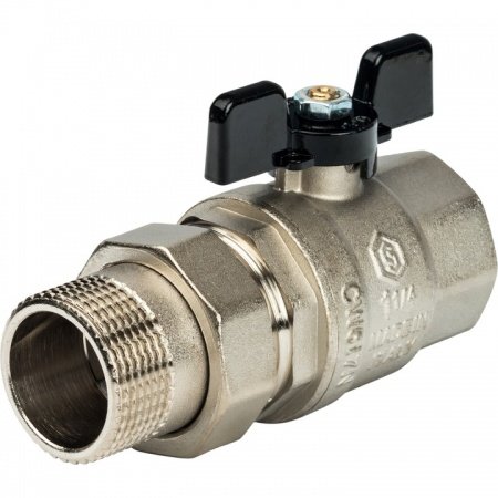 Кран шаровой полнопроходной, Stout ВР/НР 1 1/4", с американкой (ручка бабочка)